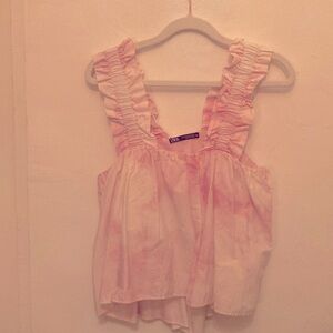 Pink Zara Tie Dye crop top